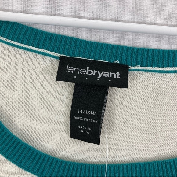 NWT Lane Bryant Green Striped Long Sleeve Pull-On Sweater Size 14/16W - Picture 2 of 8